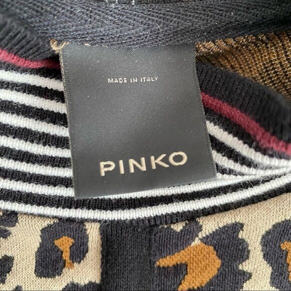 Pinko-Jacquard Oversized Leopard Print Crop Long Sleeve Top - Picture 8 of 8